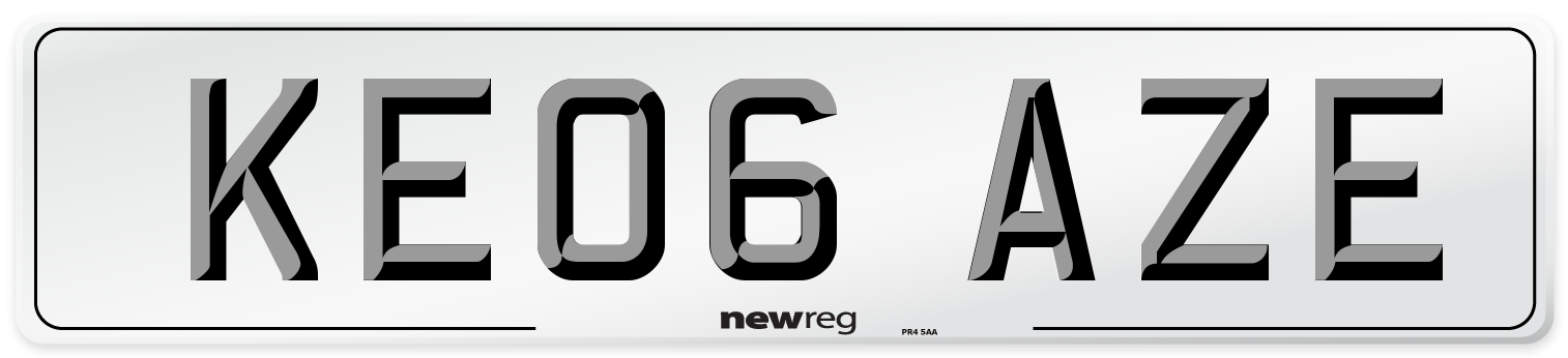 KE06 AZE Number Plate from New Reg
